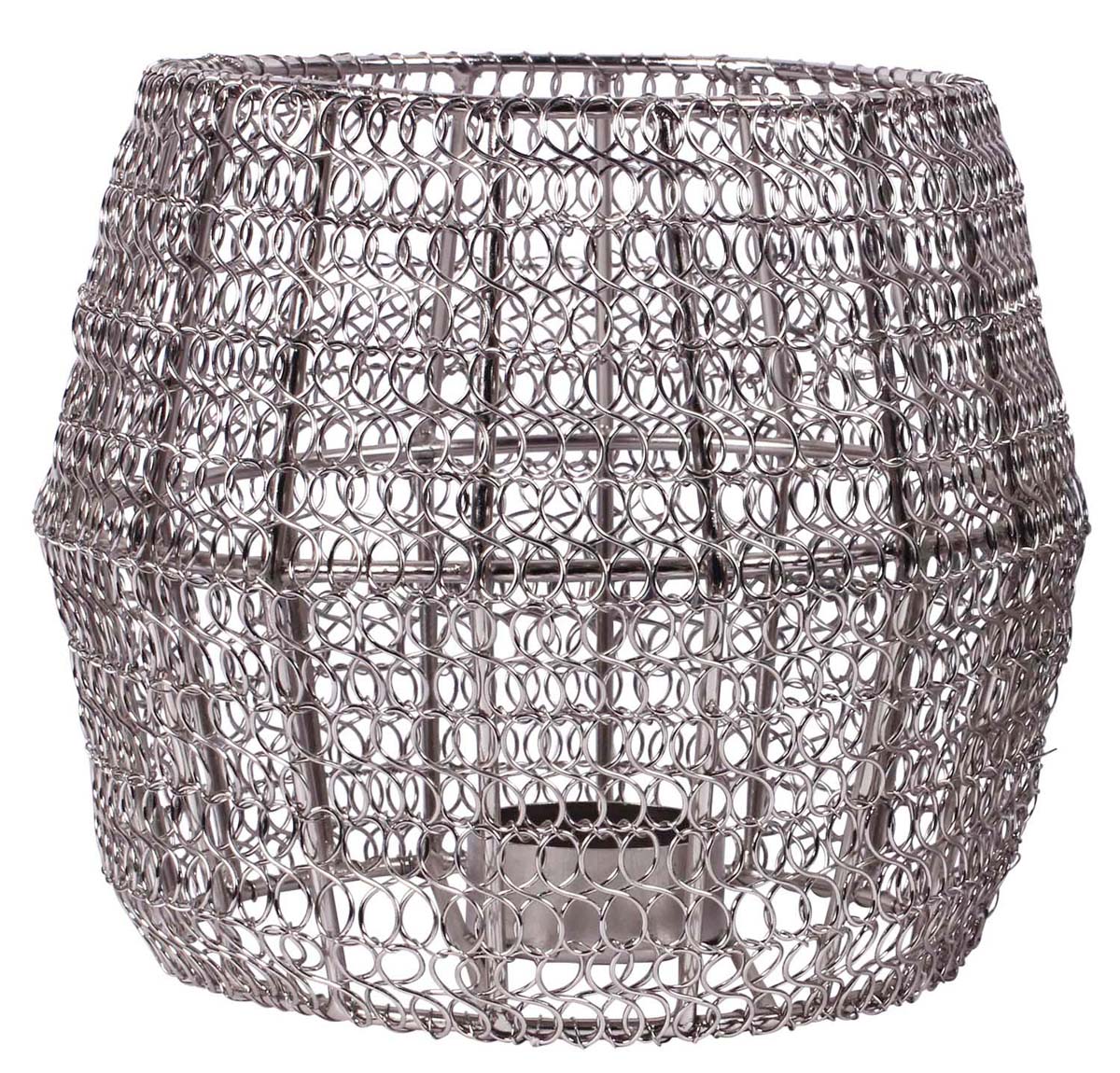 7” Tea-Light Holder / Candle Stand in Metal Mesh - Open Drum Shape & Silver Color - Antique-Look Home Decor - Buy in Bulk Wholesale
